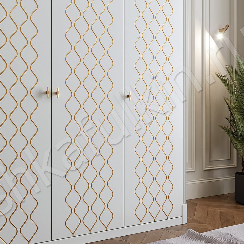 Изображение Распашной шкаф Кармен Светлые Золото Белый Классика 4х створчатые Гостиная Для вещей 5
