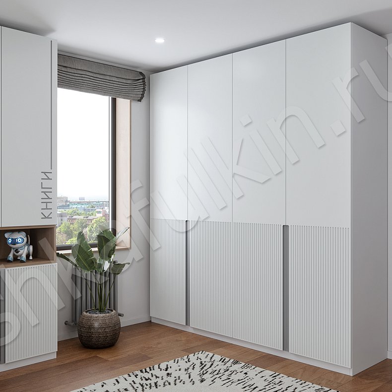 Детская Федерико Белый Цветной Светлые Зеленый Современный 4х створчатые Детская Для книг Для вещей 4