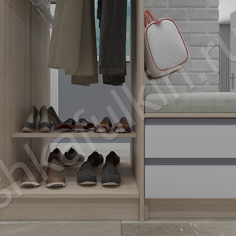 Прихожая Аллегро Белый Древесный Лофт 2х створчатые Прихожая Для вещей 3