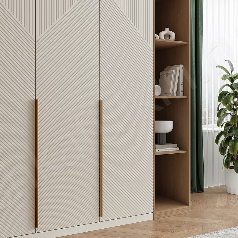 Изображение Шкаф со стеллажом Нотариус Белый Древесный Светлые Современный 4х створчатые Гостиная Для книг Для декора Для вещей 1