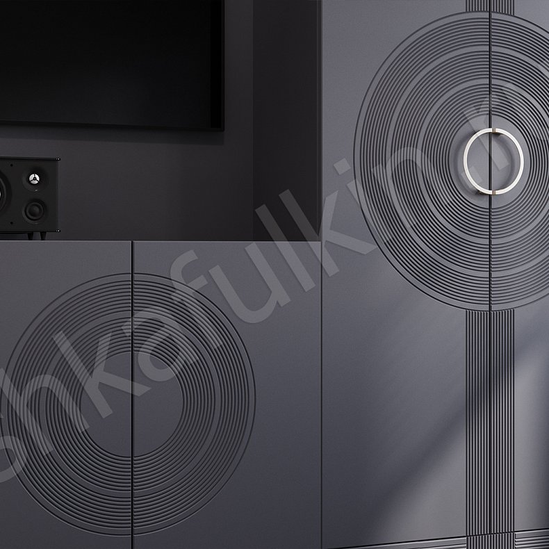 Гарнитур Атенза Серый Темные Современный 2х створчатые Гостиная Для вещей Для декора 3