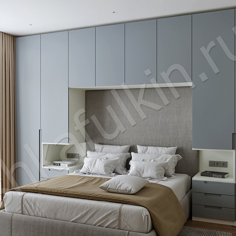 Изображение Гарнитур Инкерман Коричневый Светлые Серый Современный 4х створчатые Спальня Для белья Для вещей 3