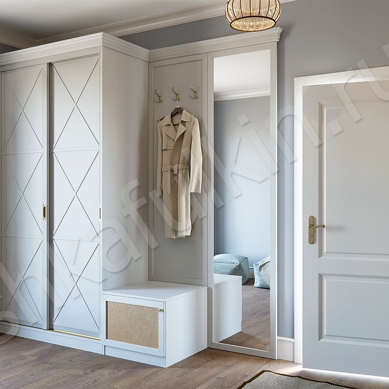 Прихожая Марсель Белый Светлые Классика 2х створчатые Прихожая Для вещей 2
