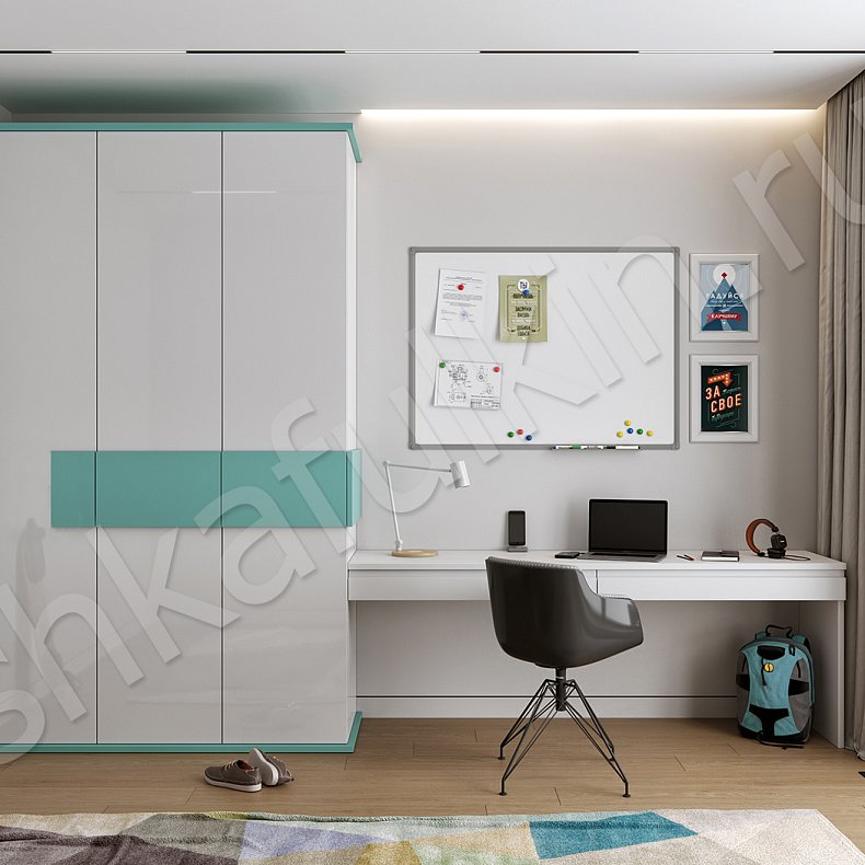 Изображение Детская Ньютон Белый Цветной Светлые Современный 3х створчатые Детская Для книг Для вещей 1