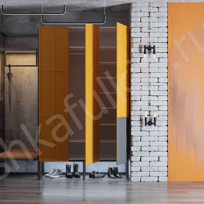 Изображение Прихожая Урбан Белый Цветной Светлые Лофт 3х створчатые Прихожая Для вещей 8