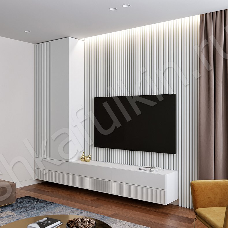 Изображение Стенка Невада Белый Светлые Минимализм 2х створчатые Гостиная Под ТВ Для вещей 2