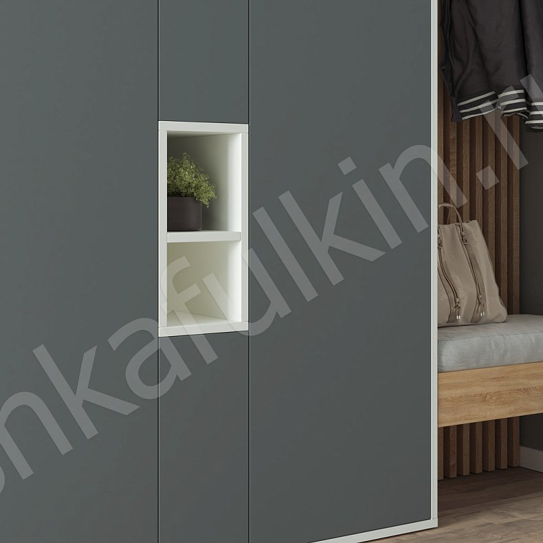 Изображение Прихожая Клайд Темные Серый Коричневый Черный Скандинавский 3х створчатые Прихожая Для вещей 11