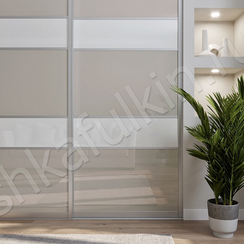 Изображение Шкаф-купе Соло Коричневый Светлые Серый Современный 3х створчатые Гостиная Для вещей 11