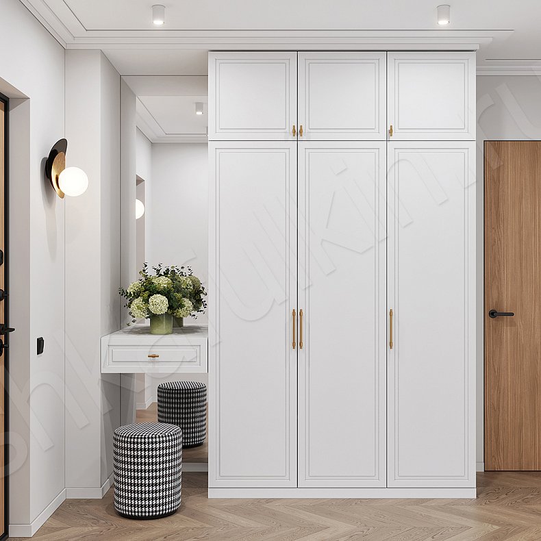 Прихожая Брикелл Белый Светлые Серый Неоклассика 3х створчатые Прихожая Для вещей