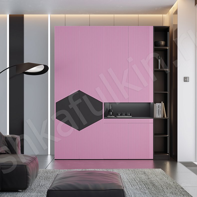 Шкаф Хьюго Цветной Розовый Светлые Современный 4х створчатые Гостиная Для вещей 1