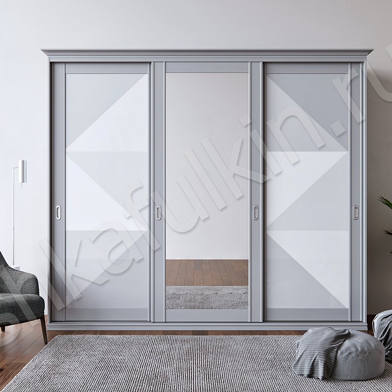 Корпусный шкаф-купе Пегас Светлые Неоклассика 3х створчатые Гостиная Для вещей 1