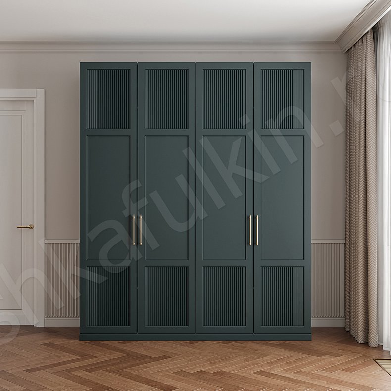 Изображение Шкаф Шелдон Цветной Серый Темные Зеленый Модерн 4х створчатые Гостиная Для вещей 3