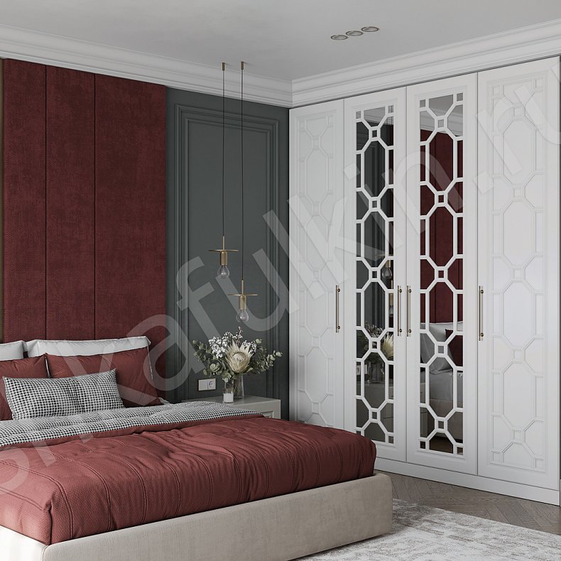 Гарнитур Сакура Белый Неоклассика 4х створчатые Спальня Для белья Для вещей 1