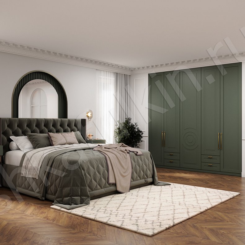 Изображение Спальня Линдор Зеленый Темные Цветной Неоклассика 5и створчатые Спальня Для вещей Для белья 1
