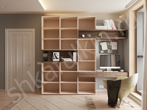 Изображение цвета Шкаф с рабочей зоной Джамбо Древесный Прованс 4х створчатые Спальня 