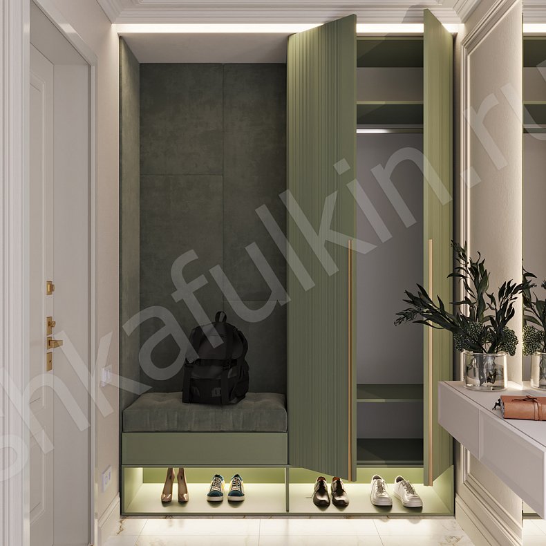 Изображение Прихожая Флора Цветной Серый Светлые Зеленый Современный 2х створчатые Прихожая Для вещей 5