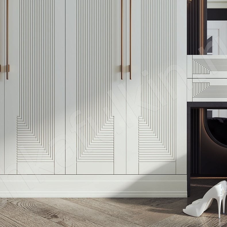 Гарнитур Бергамо Светлые Золото Белый Модерн 4х створчатые Спальня Для вещей 2