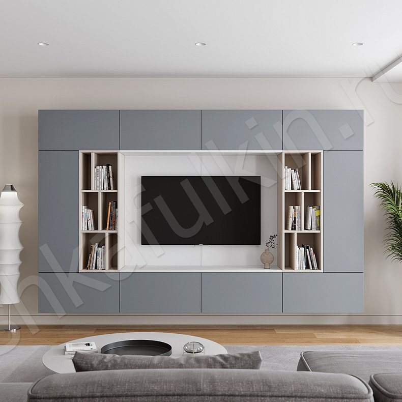 Изображение Стенка Нельсон Светлые Черный Древесный Серый Темные Минимализм Гостиная Для книг Для декора Для посуды Под ТВ 4