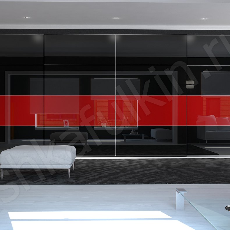 Изображение Встроенный шкаф-купе Тарантино Черный Цветной Красный Темные Модерн Спальня Для белья Для вещей 1