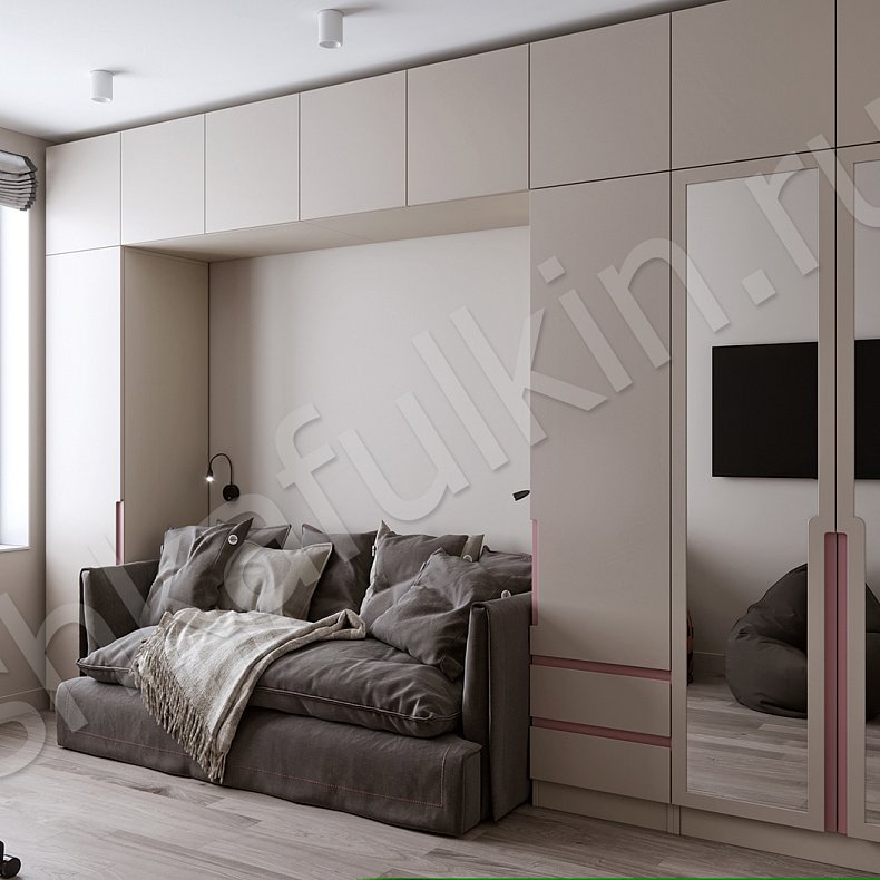 Детская Маргарита Коричневый Светлые Минимализм 4х створчатые Детская Для книг Для вещей