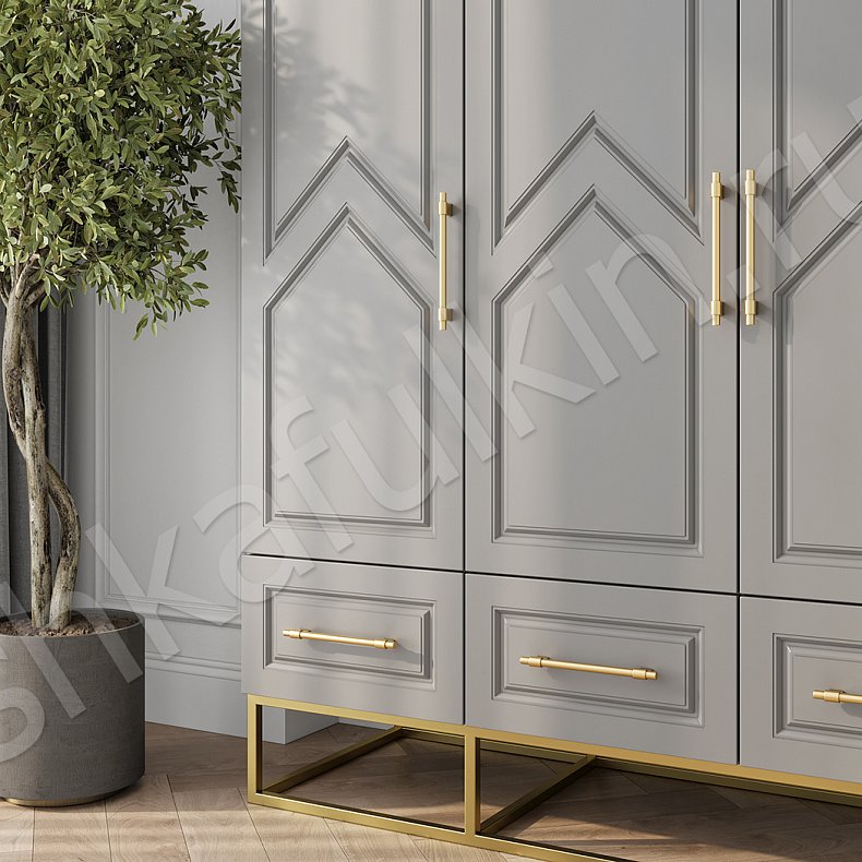 Изображение Шкаф Квинни 3 двери Цветной Серый Синий Светлые Современный 3х створчатые Гостиная Для вещей 3