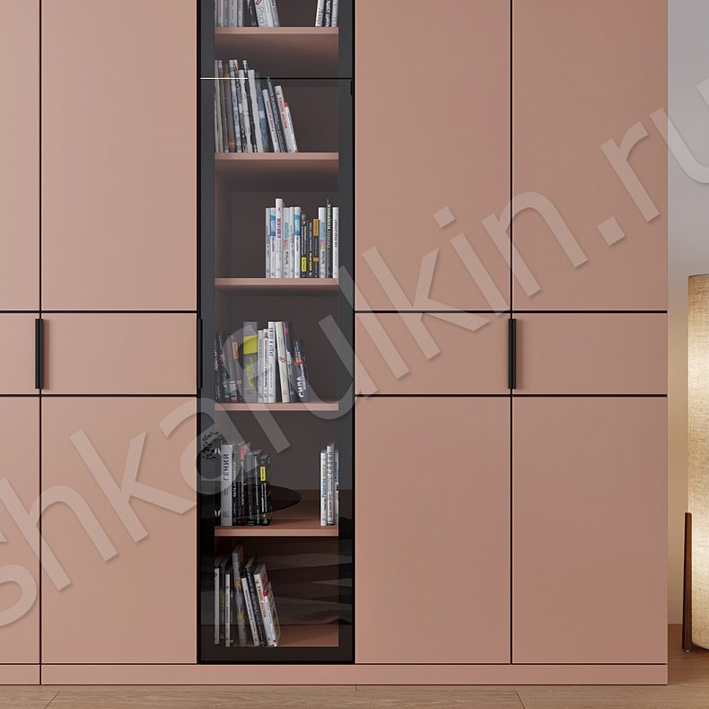 Изображение Стенка Фламма Красный Цветной Светлые Современный 6и створчатые Гостиная Для книг Для вещей 2