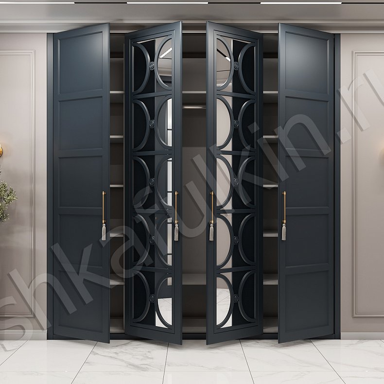 Изображение Встроенный шкаф Сантименто Темные Серый Неоклассика 4х створчатые Коридор Для вещей 4