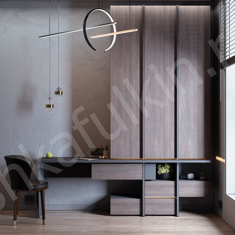 Шкаф с рабочей зоной Ариндо Темные Древесный Лофт 3х створчатые Детская Для вещей Для книг