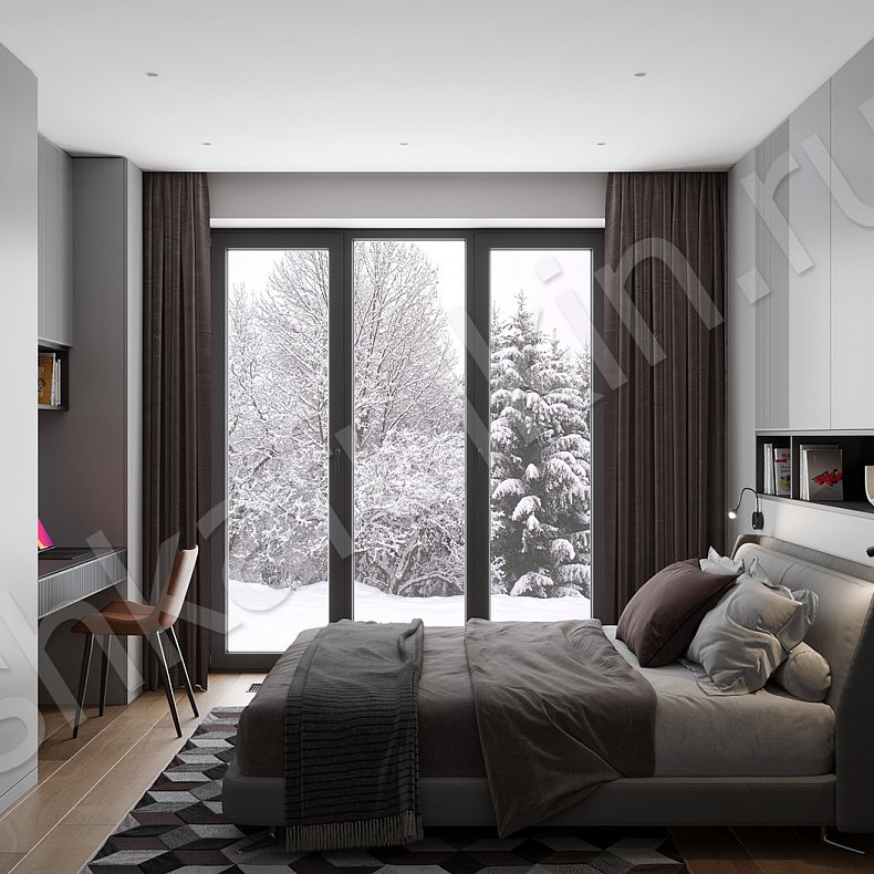 Изображение Гарнитур Жанель Светлые Серый Минимализм 6и створчатые Спальня Для белья Для книг Для вещей 3