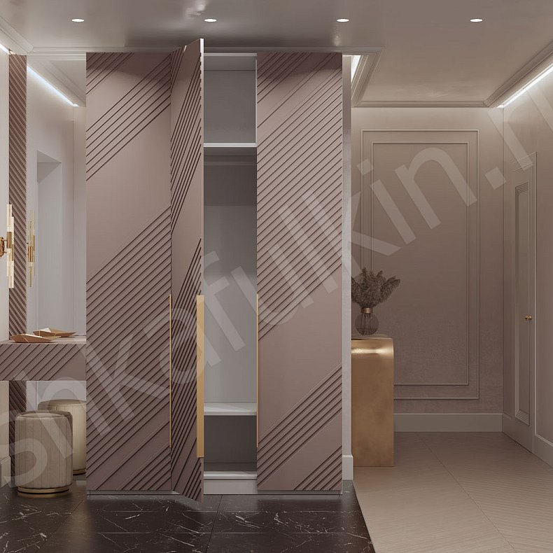 Прихожая Анита Коричневый Темные Модерн 3х створчатые Прихожая Для вещей 4