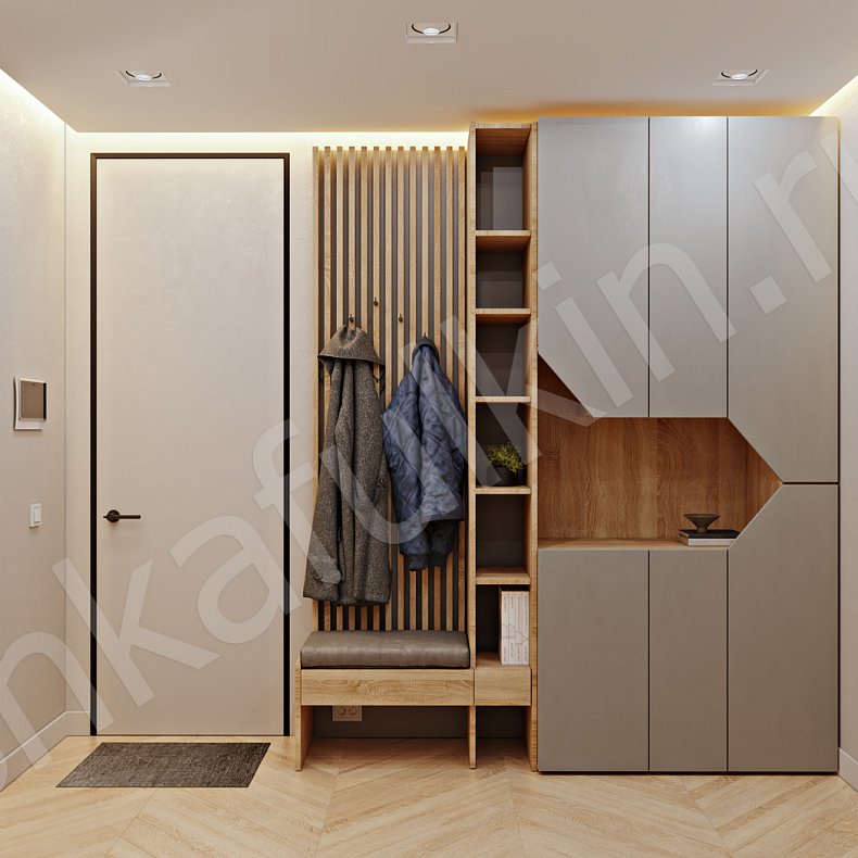 Прихожая Альма Серый Светлые Древесный Скандинавский 2х створчатые Прихожая Для вещей