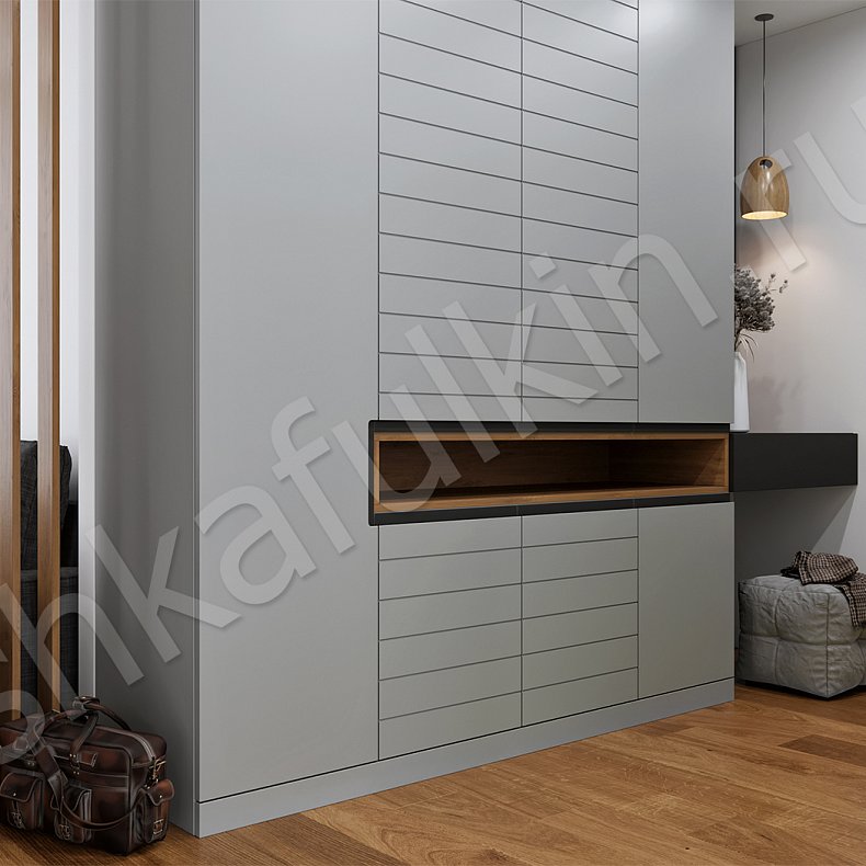 Изображение Прихожая Теодор Светлые Серый Хай-тек 4х створчатые Прихожая Для вещей 4