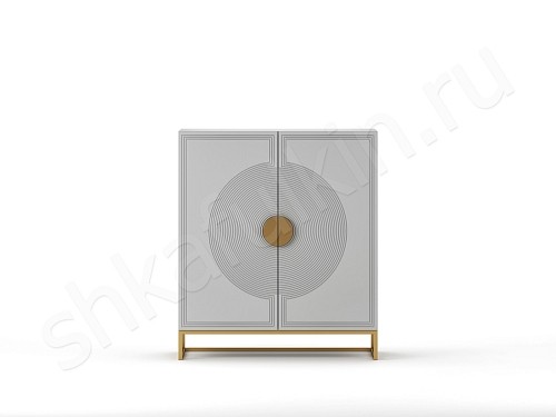 Изображение цвета Тумба Ришелье Белый Золото Светлые Неоклассика 2х створчатые Спальня Для вещей