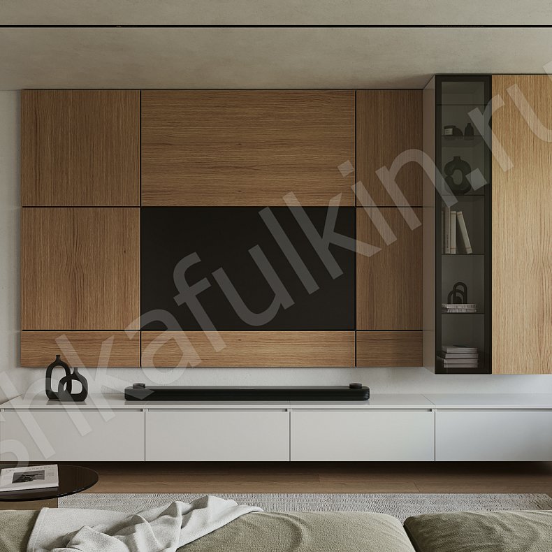 Стенка Васса Светлые Древесный Белый Современный  Гостиная Для вещей Под ТВ Для декора Для книг