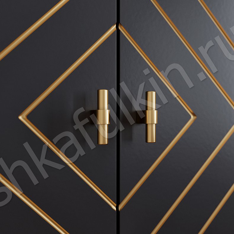 Шкаф Фабиани Черный Золото Темные Современный 6и створчатые Гостиная Для вещей 3