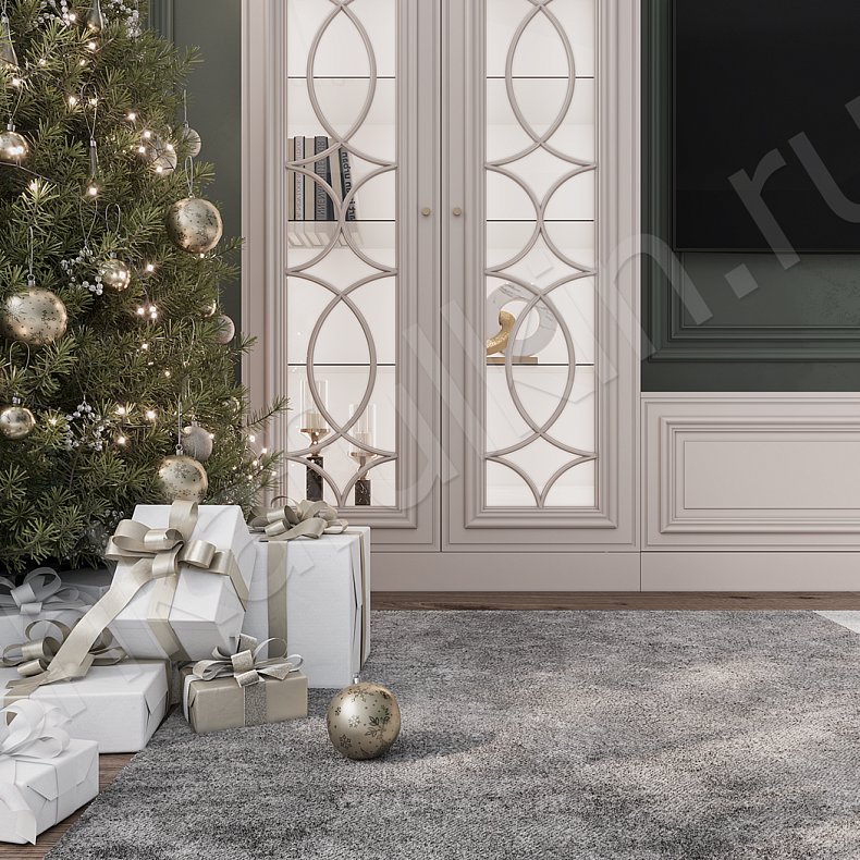 Изображение Гарнитур Роперро Светлые Белый Неоклассика 2х створчатые Гостиная Под ТВ Для декора Для книг 4