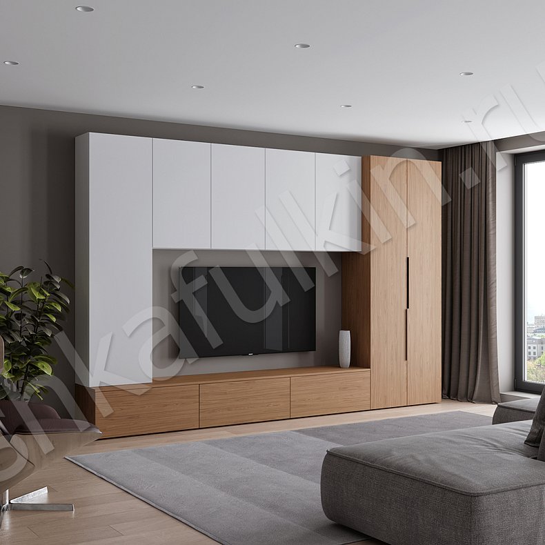 Стенка Соло Серый Белый Черный Древесный Светлые Темные Скандинавский 2х створчатые Гостиная Для книг Для декора Под ТВ