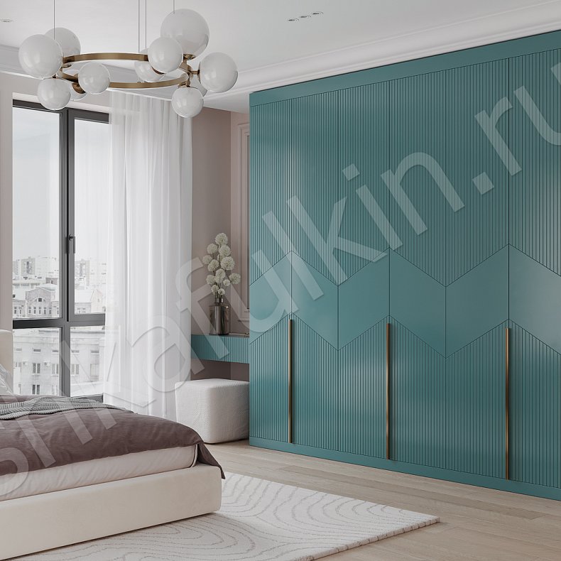 Шкаф с консолью Ланвин Зеленый Модерн 6и створчатые Спальня Для вещей