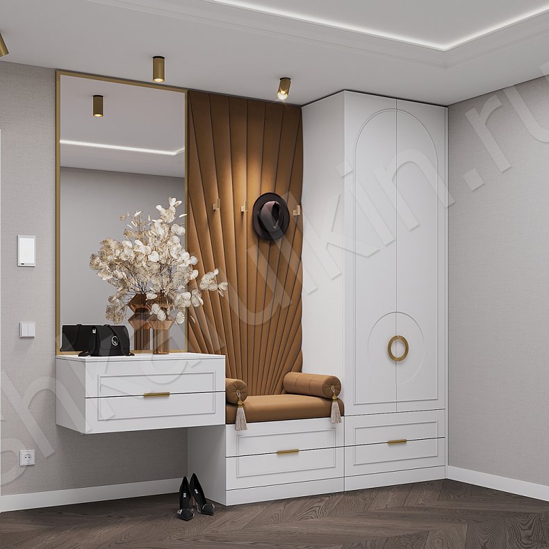 Прихожая Маура Белый Светлые Неоклассика 2х створчатые Прихожая Для вещей 2