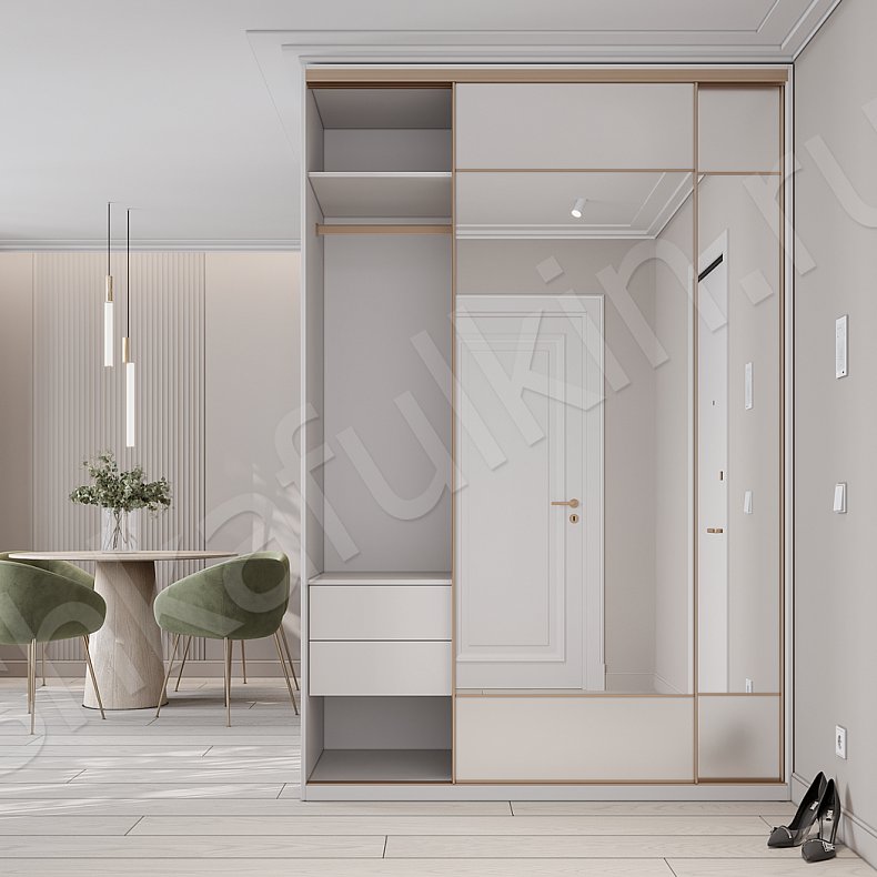 Шкаф-купе Сайрус Светлые Современный 2х створчатые Прихожая Для вещей 4