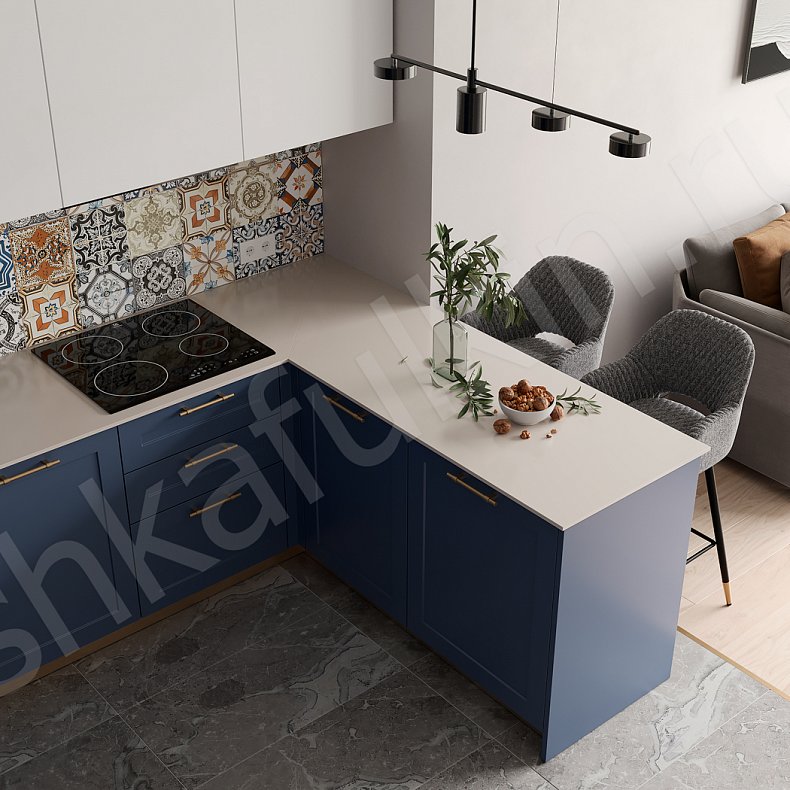 Изображение Кухня Атлантида Светлые Синий Цветной Белый Неоклассика   Для посуды 2