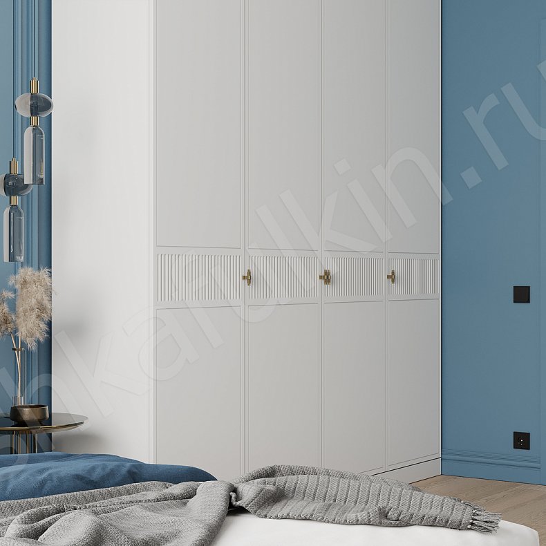 Изображение Шкаф Кликер Белый Светлые Серый Минимализм 4х створчатые Спальня Для вещей 11