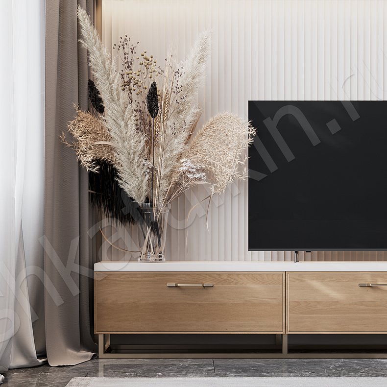 Изображение Стенка Амадей Светлые Древесный Белый Скандинавский Гостиная Под ТВ 3