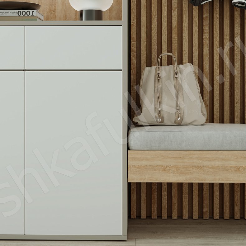 Изображение Прихожая Бонни Темные Светлые Серый Коричневый Черный Белый Скандинавский 2х створчатые Прихожая Для вещей 12