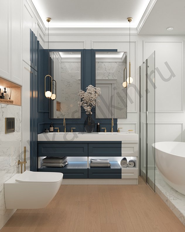 Мебель в ванную Рори Темные Синий Цветной Неоклассика   Для вещей