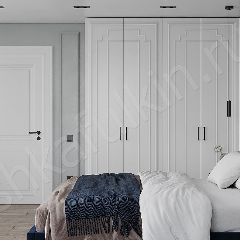 Шкаф Роперо Белый Цветной Синий Неоклассика 4х створчатые Спальня Для вещей 5