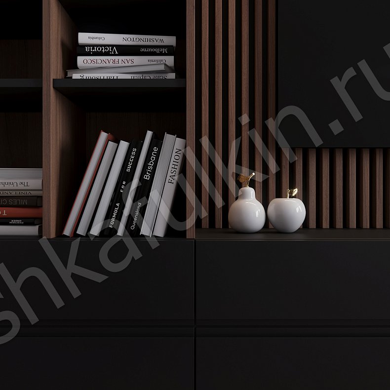 Изображение Стенка Дакота Белый Черный Древесный Светлые Темные Современный Гостиная Для книг Под ТВ 6