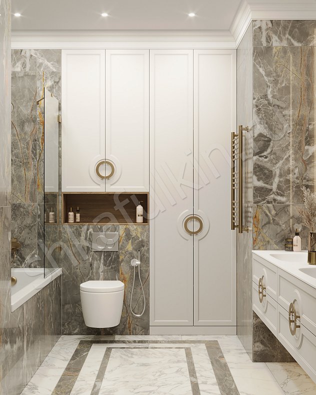 Мебель в ванную Сицилия Светлые Золото Белый Неоклассика   Для вещей