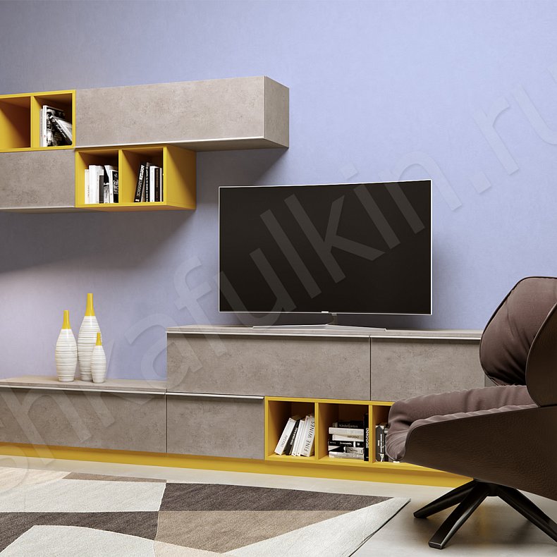 Изображение Стенка Бетта Цветной Светлые Серый Современный  Гостиная Под ТВ 1