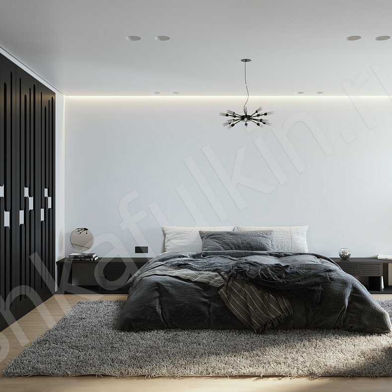 Изображение Гарнитур Аддамс Черный Темные Современный 4х створчатые Спальня Для вещей 1